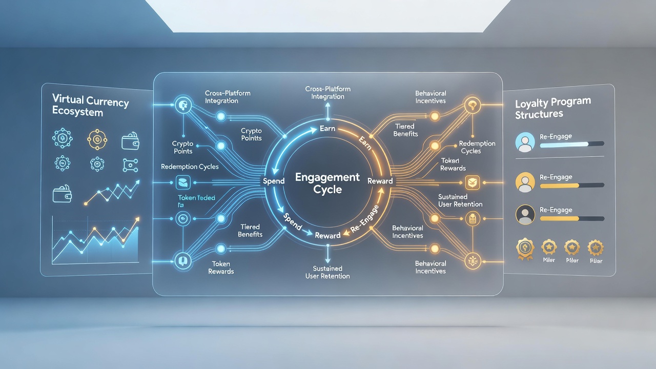 Users interacting with loyalty reward screens and virtual currency balances in a digital entertainment interface