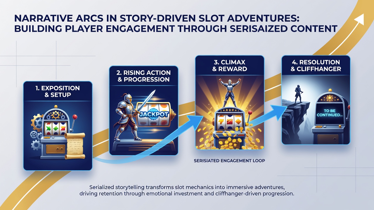 Player engagement metrics dashboard showing retention curves tied to episodic slot content releases over several weeks