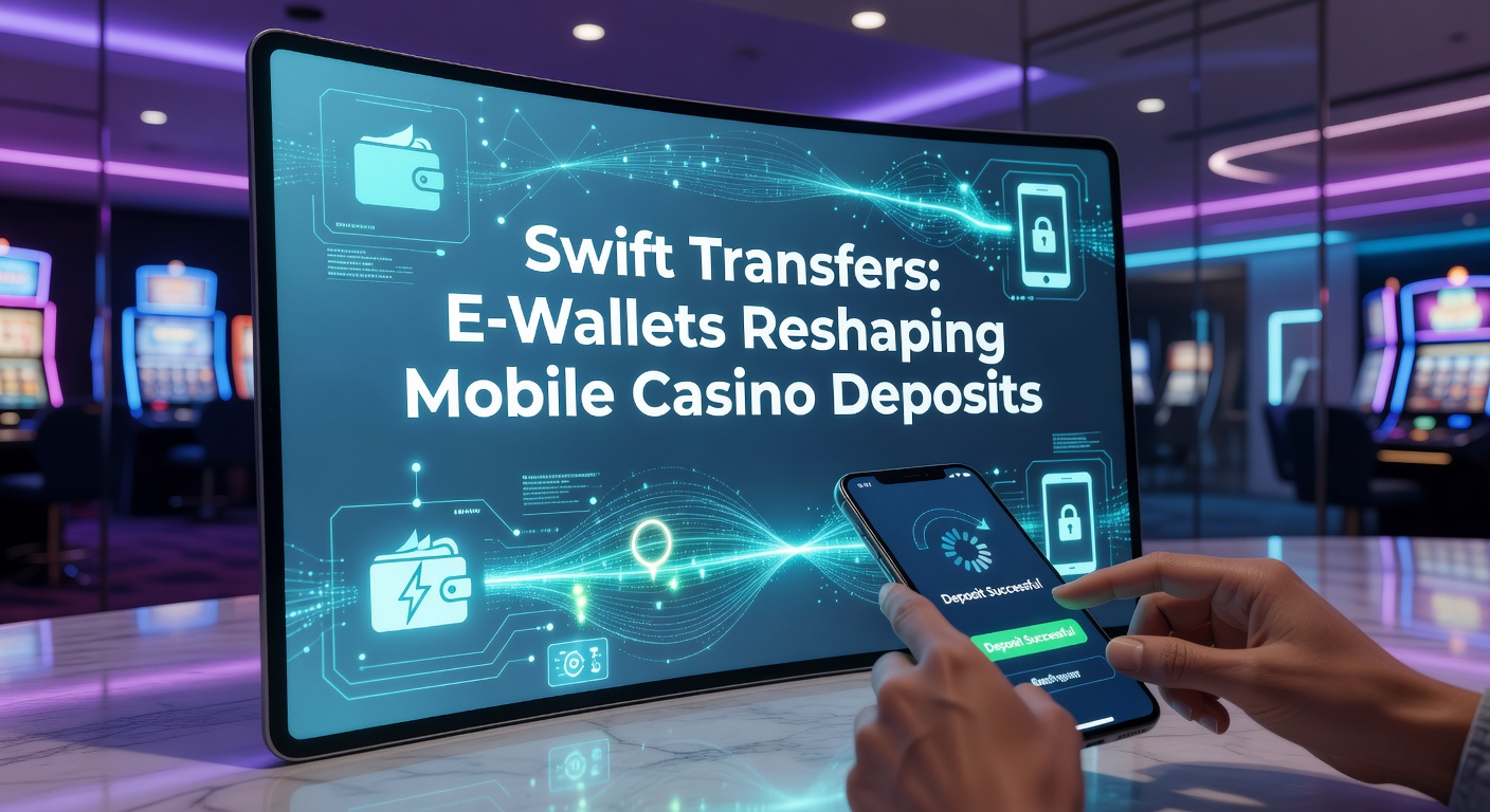 Mobile phone displaying a casino app with e-wallet deposit options, highlighting swift transfer interfaces