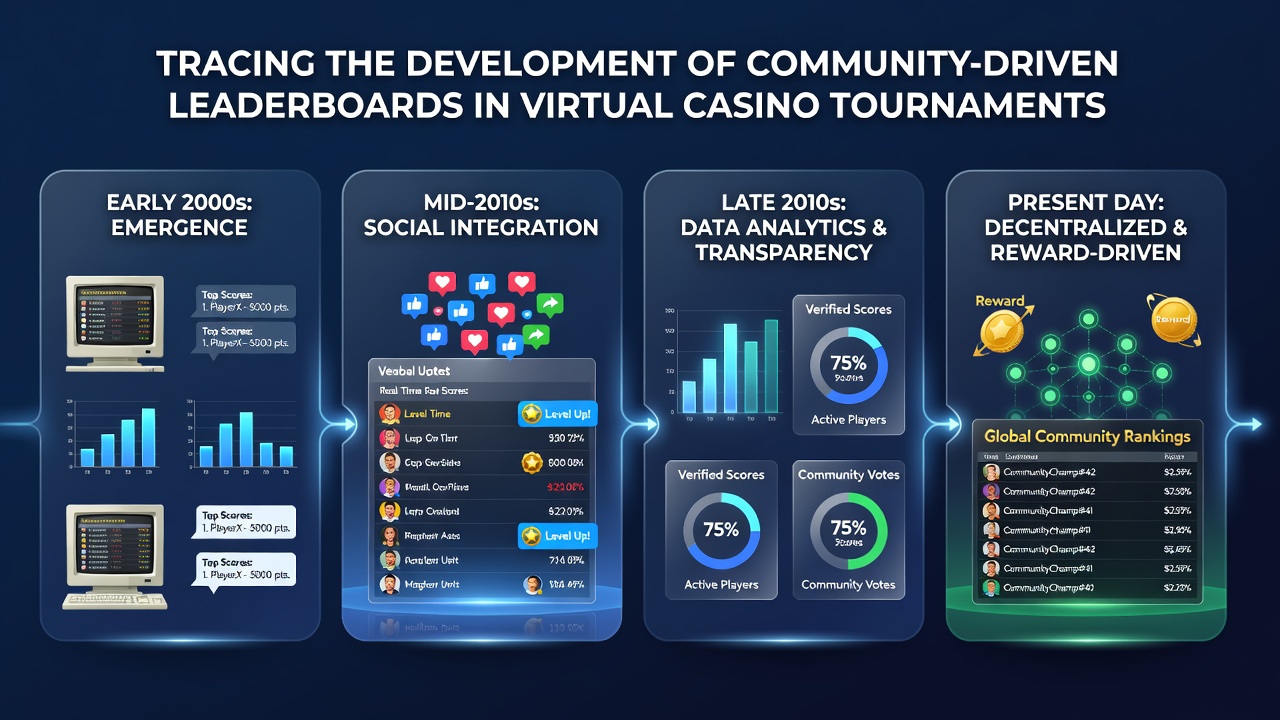 Interactive community leaderboard interface with player avatars, real-time updates, and discussion threads in a virtual casino tournament setting